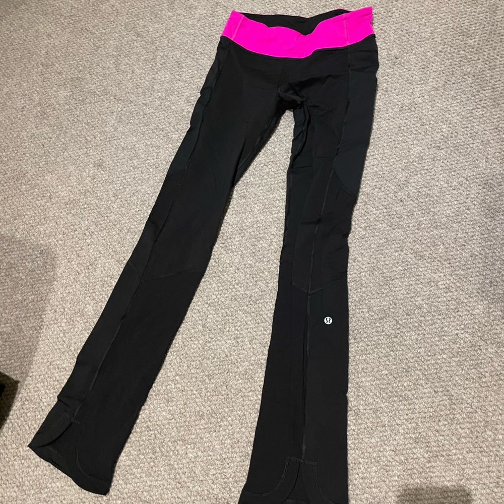 Lululemon luxtreme yoga pants leggings black with hot pink